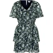 Apricot Minikleid "Florales Stufenkleid", Damen, Gr. XS (34), N-Gr, blau (navy), Obermaterial: 100% Polyester PES., geblümt, Kleider Minikleid, mit Smokdetails