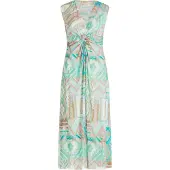 Cartoon Midikleid ohne Arm in Grün/Violett | Gr.: 44