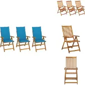 vidaXL Klappbare Gartenstühle 3 Stk. mit Auflagen Massivholz Akazie - Gartenstühle