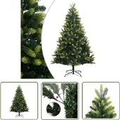 The Living Store Künstlicher Weihnachtsbaum Klappbar mit Ständer 210 cm