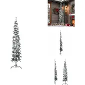 vidaXL Künstlicher Halb-Weihnachtsbaum mit Schnee Schlank 210 cm - Weihnachtsbäume