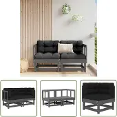 The Living Store Ecksofas mit Kissen 2 Stk. Grau Massivholz Kiefer