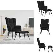 vidaXL Relaxsessel mit Hocker Schwarz Samt - Sessel