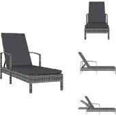 vidaXL Sonnenliege mit Armlehnen Poly Rattan Grau - Sonnenliegen