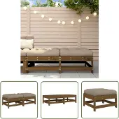 The Living Store Gartenhocker mit Kissen 2 Stk. Honigbraun Massivholz Kiefer