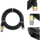 vidaXL Saugschlauch mit Messing-Anschlüssen Schwarz 1,1" 15 m PVC - Gartenschläuche