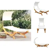 vidaXL Loungebett mit Dach 100x200x126 cm Bugholz Massiv Creme - Gartenbetten