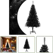 The Living Store Künstlicher Weihnachtsbaum mit Ständer Schwarz 150 cm PVC