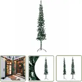 The Living Store Künstlicher Halb-Weihnachtsbaum mit Ständer Schlank Grün 240 cm