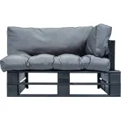 vidaXL Outdoor-Sofa Paletten mit Kissen in Grau Kiefernholz