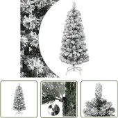 The Living Store Künstlicher Weihnachtsbaum Klappbar Beschneit 120 cm