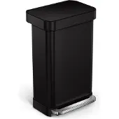 Simplehuman CW2092, 45 l, Rechteckig, Edelstahl, Schwarz, Terrasse, Edelstahl