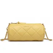 MISS LULU Gelbe, gesteppte, ovale Abendtasche „Cylider“ mit Kette von Ricci