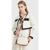 MISS LULU Beige-braune, gesteppte, quadratische Handtasche mit Fransen von Joli