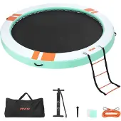 Vevor Aufblasbares Schwimmdock, φ3,66 m, Schwimmplattform mit Rutschfester Oberfläche, Tragetasche & Abnehmbarer Leiter, Schwimmende Insel, Wasserplattform für Pool, Strand & Meer, Rund