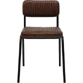 Trademark living Schlichter Esszimmerstuhl mit gesteppten weichen Büffelleder - 4er Set