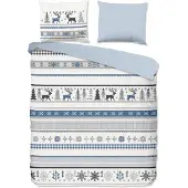 Muller Textil Good Morning Bettwäsche "Aila" - Blau - (200x220 cm) - 100 % Baumwolle
