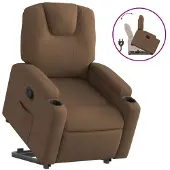 Syfax Relaxsessel mit Aufstehhilfe Braun Stoff