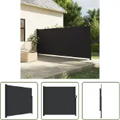 The Living Store Seitenmarkise Ausziehbar Schwarz 180x500 cm