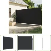 The Living Store Seitenmarkise Ausziehbar Schwarz 200x500 cm