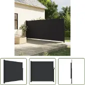 The Living Store Seitenmarkise Ausziehbar Schwarz 180x600 cm