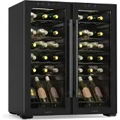 Klarstein Shiraz Weinkühlschrank | 2 Kühlzonen | LED-Beleuchtung | Touch-Control | freistehend Schwarz