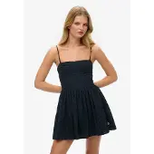 Superdry für Damen. W8012023A Broderie Cami Minikleid navy (L), Lässig, Baumwolle, Ärmellos / Hosenträger, Marine