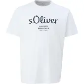 s.Oliver Kurzarmshirt, Herren, Gr. 4XL, weiß, Single Jersey, Obermaterial: 100% Baumwolle, MEN BIG SIZES, bedruckt, normal hüftbedeckend, Rundhals, Shirts Kurzarmshirt, mit Logo-Print/Große Größen