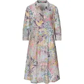 Goldner Sommerkleid "Elegantes Viskosekleid mit Patch-Muster" Ohne Taschen Eingriffstaschen an der Seitennaht
