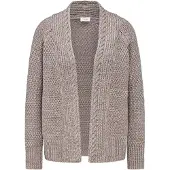 Goldner Strickjacke "Elegante Grobstrickjacke, Zopfmuster", Damen, Gr. 48, beige (taupe, melange), Obermaterial: 70% Baumwolle CO. 30% Polyacryl PAN., normal, Sonstiges, Strickjacken Strickjacke, Ohne
