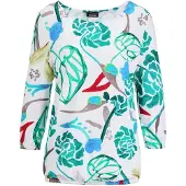 Goldner Kurzarmshirt "Kurzgröße Viskoseshirt mit Allover-Druck" Gummibund