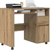 vidaXL Tisch mit Rädern Artisan-Eiche Holzwerkstoff 91 x 50 x 77 cm