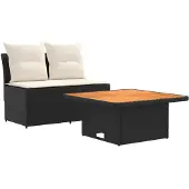 Syfax 2 Stück Garten Mittel Sofa Mit Hochklapptisch Poly-Rattan