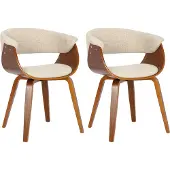 CLP 2er Set Stühle Bruce Stoff (Farbe: walnuss/creme)