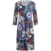 Peter Hahn Jersey-Kleid Rundhals-Ausschnitt blau