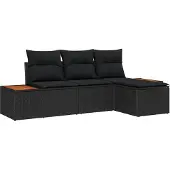 Syfax Gartensofa-set 4 Stk. Schwarz Poly Rattan