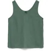 Vero Moda Blusenshirt "VMMYMILO S/L TOP WVN GA", Damen, Gr. S, laurel wreath, Jersey, Obermaterial: 55% Viskose, 45% Leinen, unifarben, regular fit kurz, tiefer Rundhals, Shirts Blusenshirt