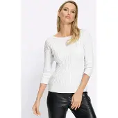 HEINE 3/4 Arm-Pullover "Feinstrickpullover", Damen, Gr. 48, weiß (ecru), 70% Viskose, 30% Polyamid, unifarben, Pullover 3/4 Arm-Pullover