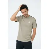 Puma T-Shirt "ESS TAPE TEE", Herren, Gr. XXL, beige (lux army), Jersey, Obermaterial: 100% Baumwolle, bedruckt, regular fit normal, Rundhals, Shirts T-Shirt, sportlicher Stil, Kurzarm, aus Baumwolle
