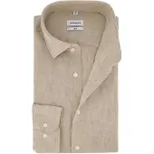 Seidensticker Leinenhemd "Schwarze Rose", Herren, Gr. M (40), normale Ärmellängen, beige, 100% Leinen, unifarben, slim fit, 2-Knopf-Manschette, Hemden Leinenhemd, Slim 1/1 Kentkragen Uni