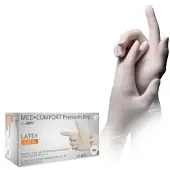Ampri MED-COMFORT Premium Grip Latexhandschuhe, puderfrei, weiß 01037-M , 1 Packung = 100 Stück, Größe M