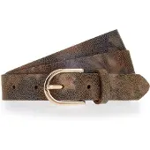 Tamaris Ledergürtel "Claire Gold", Damen, Gr. 100, beige (light blau, taupe), Rindsleder, mehrfarbig, Gürtel Ledergürtel, Glänzende Schließe, 2,5 cm breit