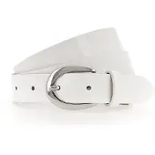 Tamaris Ledergürtel "Carolin Silver", Damen, Gr. 75, weiß, Materialmix, unifarben, Gürtel Ledergürtel, weiches Lack-Rindleder mit hochglänzendem Finish