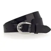 Tamaris Ledergürtel "Carolin Silver", Damen, Gr. 75, schwarz, Materialmix, unifarben, Gürtel Ledergürtel, weiches Lack-Rindleder mit hochglänzendem Finish