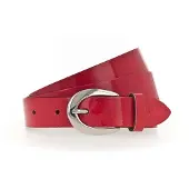 Tamaris Ledergürtel "Carolin Silver", Damen, Gr. 110, rot, Materialmix, unifarben, Gürtel Ledergürtel, weiches Lack-Rindleder mit hochglänzendem Finish