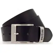 Mustang Ledergürtel "Spencer", Herren, Gr. 85, schwarz, Rindsleder, unifarben, Gürtel Ledergürtel, mit schlichter Dornschließe in mattem Silber