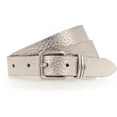 Tamaris Ledergürtel "Cara Silver", Damen, Gr. 100, gold (goldfarben), Rindsleder, glänzend, festlich, Gürtel Ledergürtel, mit Metallic-Finish, Topseller
