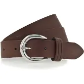 Tamaris Ledergürtel "Clara Silver", Damen, Gr. 110, braun, Rindsleder, unifarben, Basic, Gürtel Ledergürtel, mit glänzender silberfarbener Schließe, unifarben, 3 cm breit