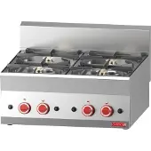Gastronoble Gasherd Serie 65/70Pcg aus Edelstahl mit 4 Hochleistungsbrennern, 17,2kW, 65x40x28cm
