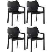 CLP 4er Set Gartenstühle Diva mit Armlehne, Farbe:schwarz